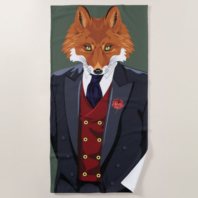 Foxy Portrait Beach Towel (Front)