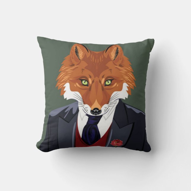 Foxy Portrait Throw Pillow (Front)
