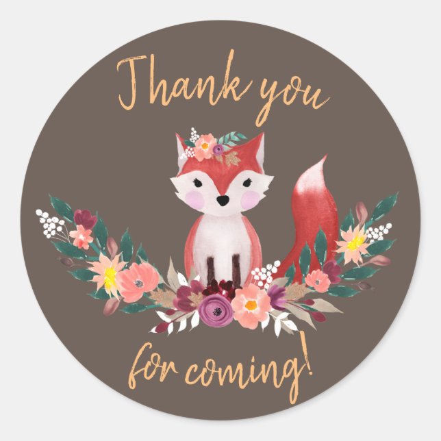 Foxy Round Birthday Sticker (Front)