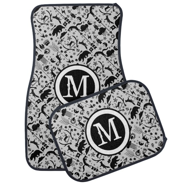 Foxy Rustic Personalized Monogram Arrow Clouds Car Floor Mat (Set)