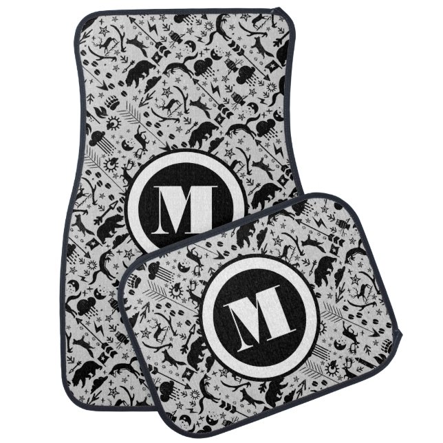 Foxy Rustic Personalized Monogram Arrow Clouds Car Mat (Set)