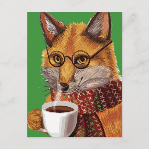 Foxy Tea Time Postcard