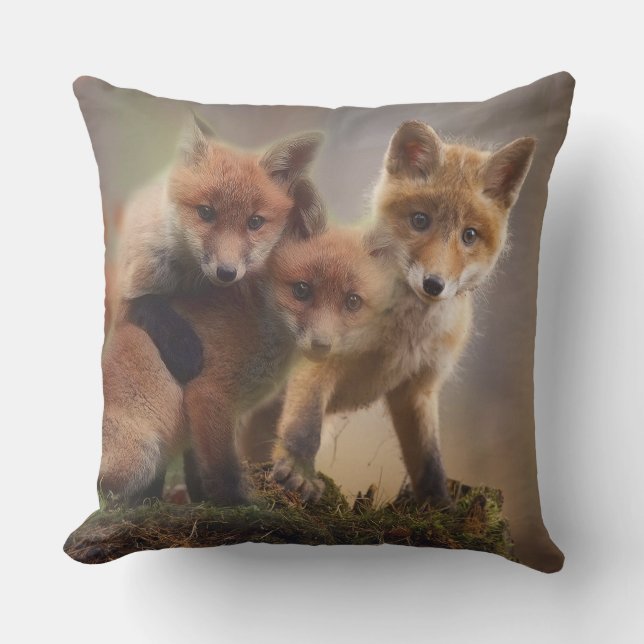 Foxy Triplets Outdoor Pillow (Front)