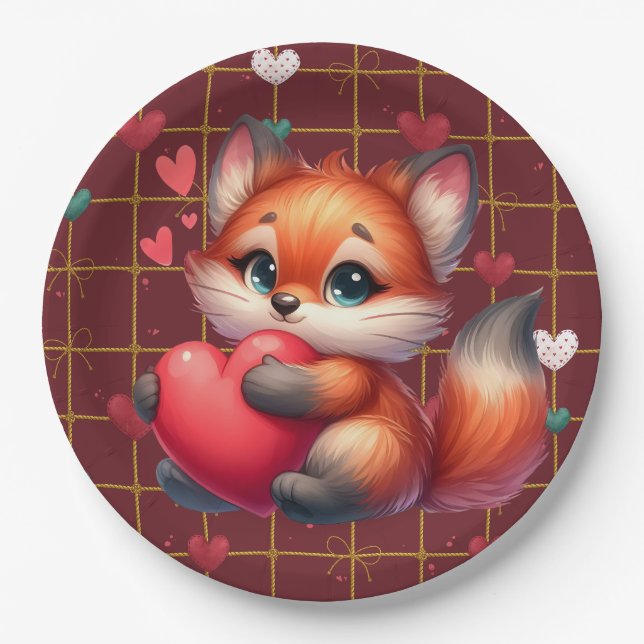 Foxy Valentine  Paper Plates (Front)