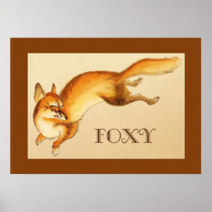"Foxy" - Vintage Japanese sketch of a fox Poster