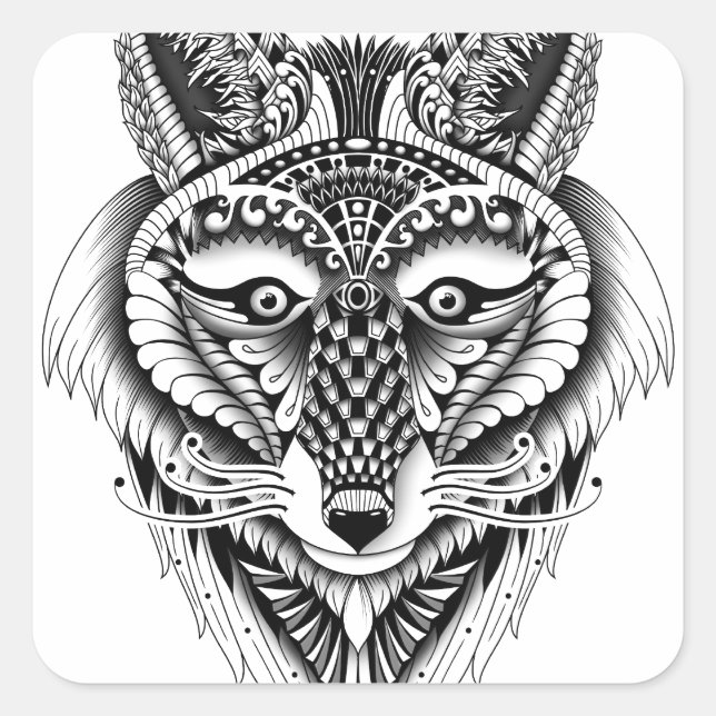 Foxy Wolf Square Sticker (Front)