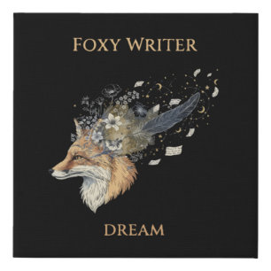 Foxy Writer Celestial Dream Whimsical Fox & Quil Faux Canvas Print