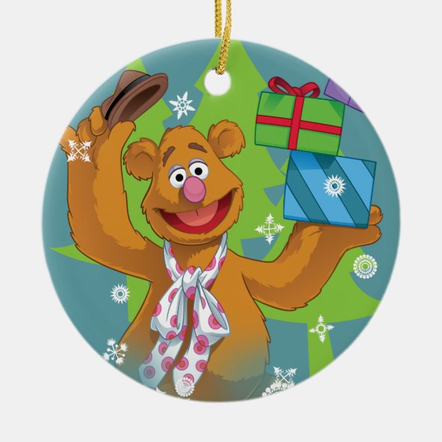 Fozzy the Bear | Happy Holidays Ceramic Ornament (Front)