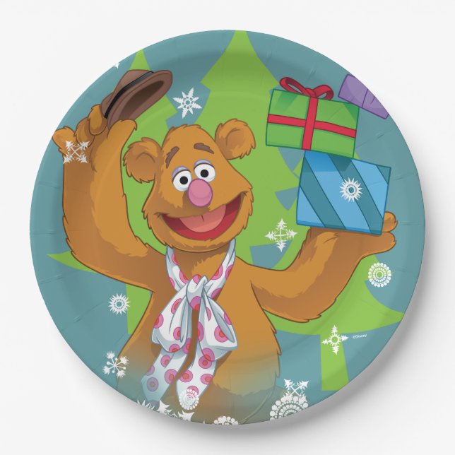 Fozzy the Bear | Happy Holidays Paper Plates (Front)
