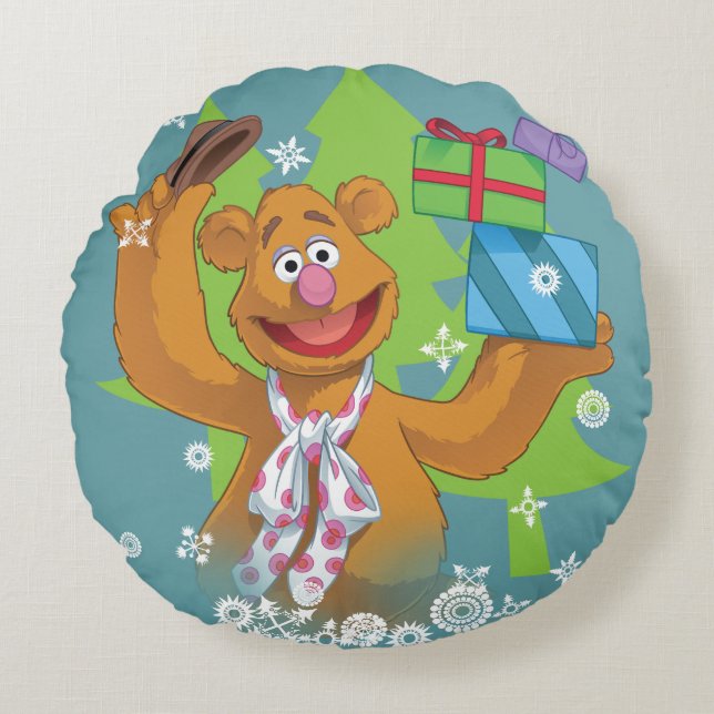 Fozzy the Bear | Happy Holidays Round Pillow (Front)