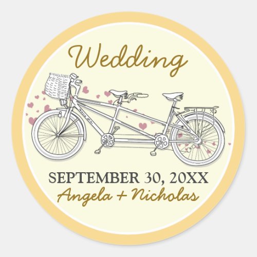 FP Tandem Bicycle Wedding Invite Seal yellow