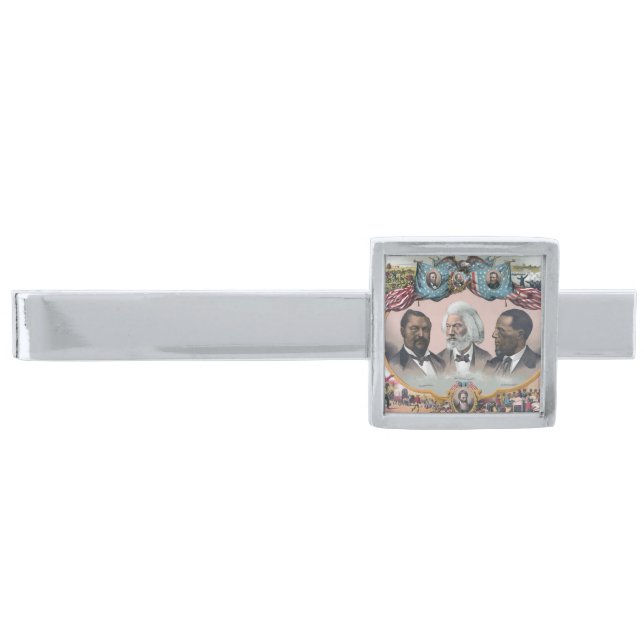 Fr3d3rick Bailey Douglass with Black Abolitionist  Silver Finish Tie Bar (Front)
