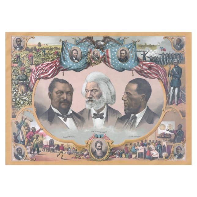 Fr3d3rick Bailey Douglass with Black Abolitionist  Tablecloth (Front (Horizontal))