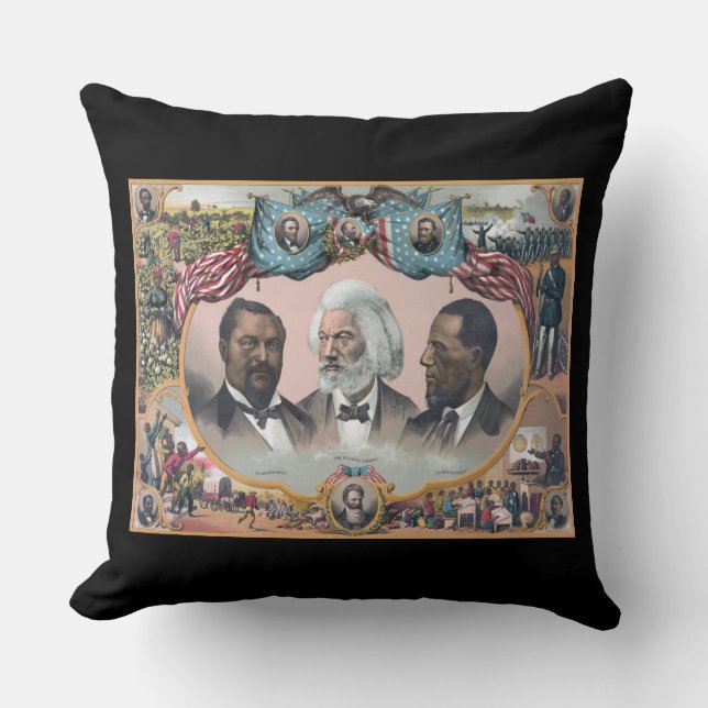 Fr3d3rick Bailey Douglass with Black Abolitionist  Throw Pillow (Front)