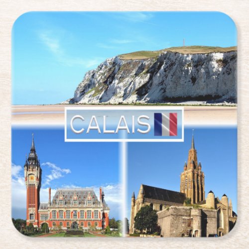FR Calais _ Cap Blanc Nez _ Hotel de Ville _ Square Paper Coaster