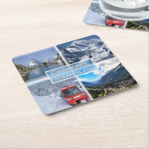 FR Chamonix _ Mont Blanc _ Lac Blanc des Aiguilles Square Paper Coaster