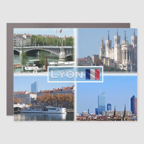 FR Lyon _ Pont Lafayette _ Basilica De Fourviere _ Car Magnet