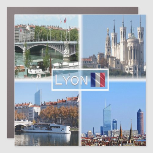 FR Lyon _ Pont Lafayette _ Basilica De Fourviere _ Car Magnet