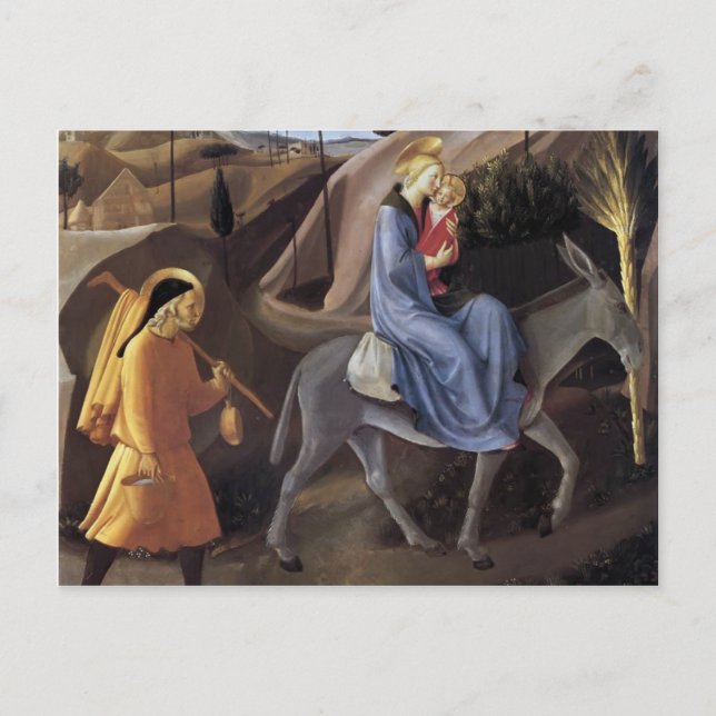 Fra Angelico- Flight into Egypt Postcard (Front)