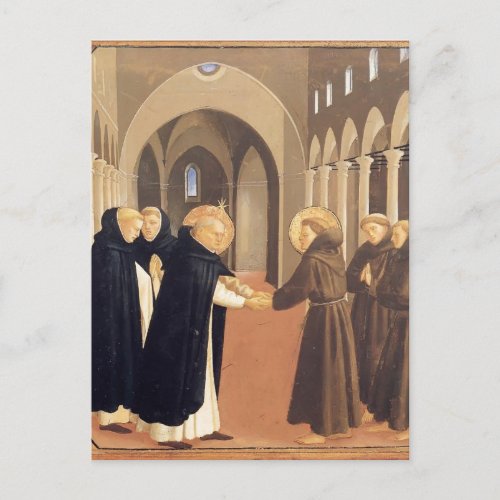 Fra Angelico_Meeting of Sts Dominic  Francis Postcard