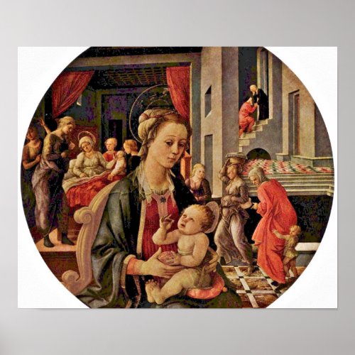 Fra Filippo Lippi _ Madonna and Child tondo Poster