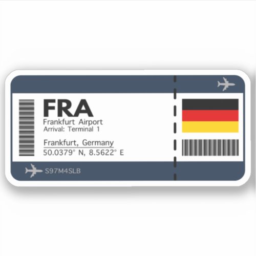 FRA Frankfurt Boarding Pass _ Germany Ticket Sticker