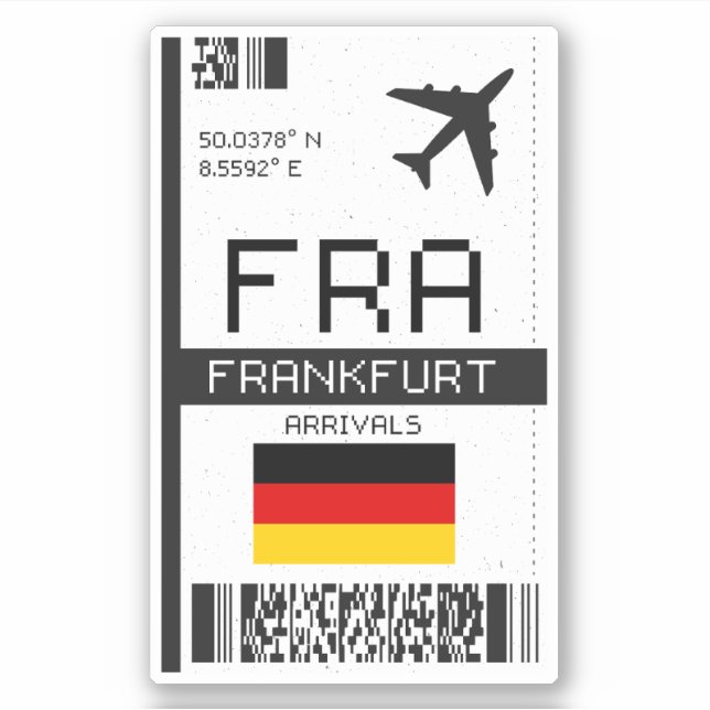 FRA Frankfurt Boarding Pass - Germany Travel Sticker (Front)
