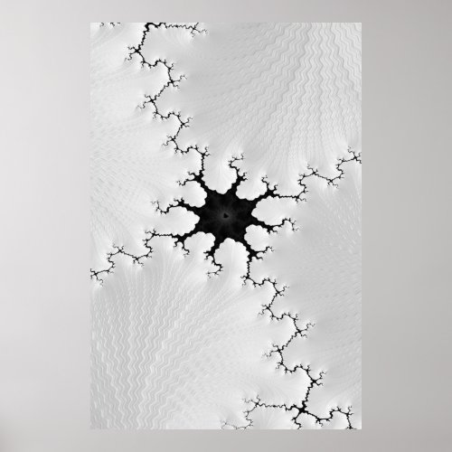 Fracked Black and White Cracked Fractal Abstract Poster