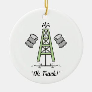 Fracking Oil Rig Ceramic Ornament