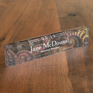 Fractal 04 ~Dark ver.~ Personalized Desk Nameplate