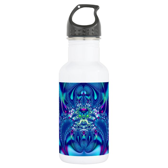 Fractal #1: Blue Elegance Stainless Steel Water Bottle (Front)