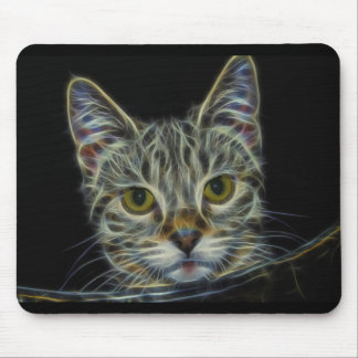 fractal-681584 CAT DIGITAL FLAMES ART BACKGROUND W Mouse Pad