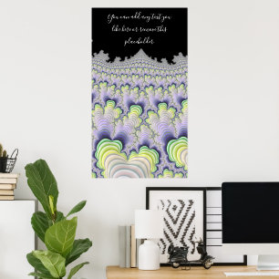 Fractal Abstract Pastel Striped Layers with Quote Poster