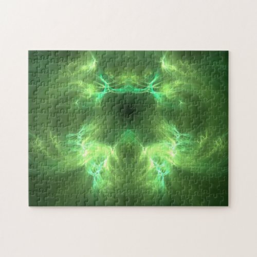 Fractal Abstract Tunnel Green  Jigsaw Puzzle