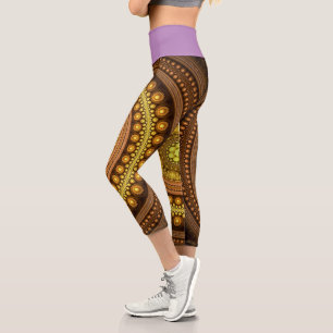 Fractal And Purple Capri Leggings