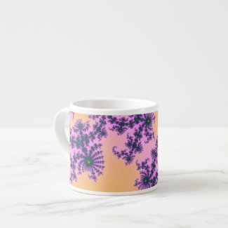 Fractal Arabesque - green and purple on yellow Espresso Cup