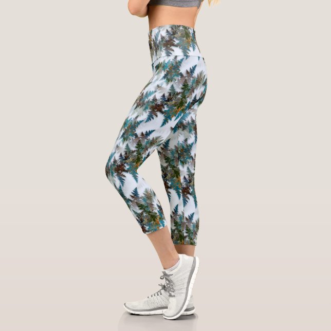 Fractal Arctic Camouflage Capri Leggings (Left)