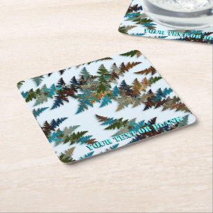 Fractal Arctic Camouflage Square Paper Coaster