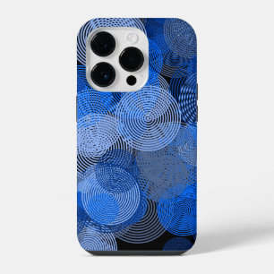 Fractal Art Blue Geometric Circles Swirl Mandala iPhone 14 Pro Case