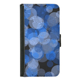 Fractal Art Blue Geometric Circles Swirl Mandala Samsung Galaxy S5 Wallet Case