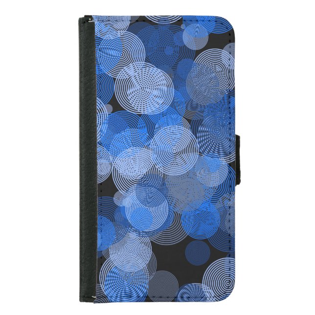 Fractal Art Blue Geometric Circles Swirl Mandala Samsung Galaxy Wallet Case (Front)