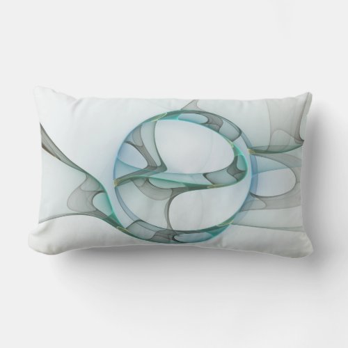 Fractal Art Blue Turquoise Gray Abstract Elegance Lumbar Pillow