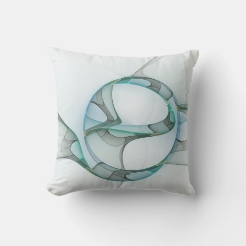 Fractal Art Blue Turquoise Gray Abstract Elegance Throw Pillow