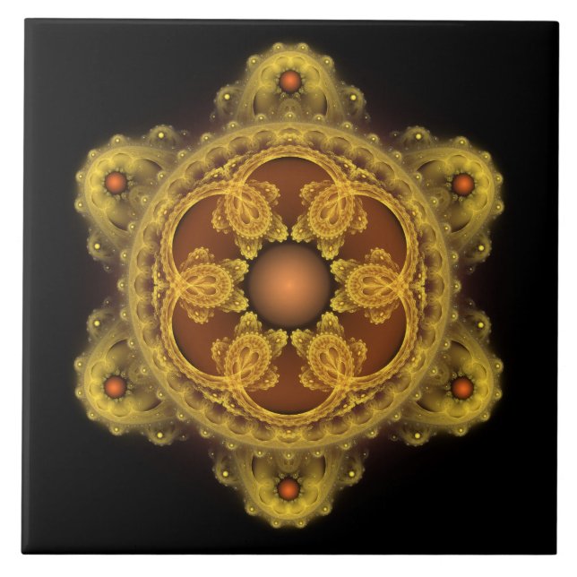 Fractal art fairy mandala ceramic tile (Front)