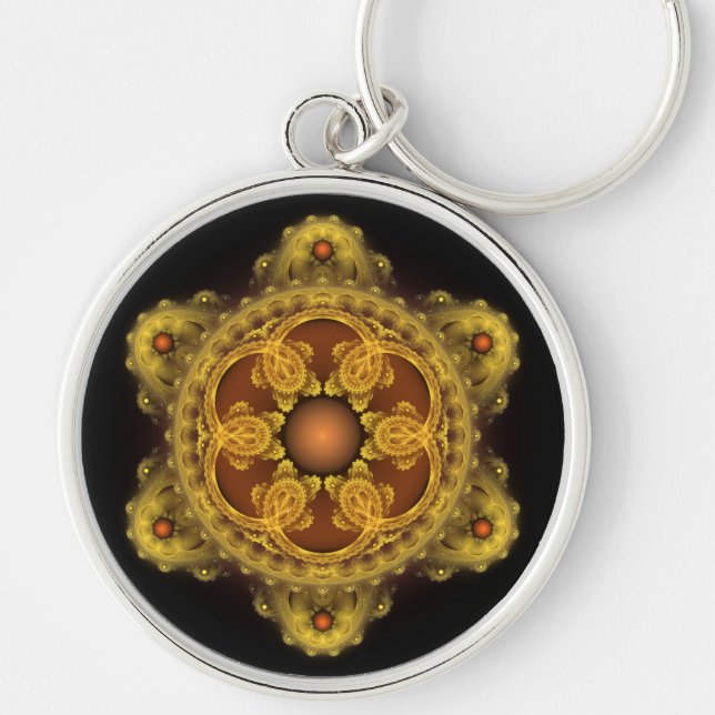 Fractal art fairy mandala keychain (Front)