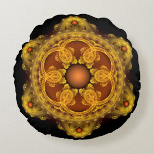 Fractal art fairy mandala round pillow