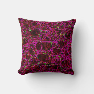 Fractal Art Glowing Edges Modern Art Pink Green Throw Pillow