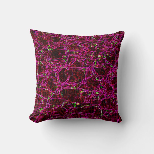 Fractal Art Glowing Edges Modern Art Pink Green Throw Pillow (Front)