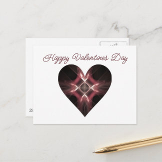 Fractal Art Heart Red and Black Happy Valentine's  Holiday Postcard