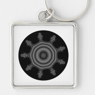 Fractal art in Black and Gray. Keychain